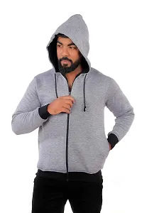 Fashion Gallery Jackets for Mens | Full Sleeves Hooded Sweatshirts for Men Grey-thumb2