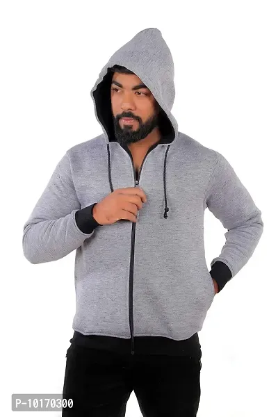 Fashion Gallery Jackets for Mens | Full Sleeves Hooded Sweatshirts for Men Grey-thumb3