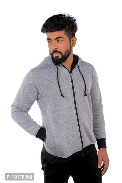 Fashion Gallery Jackets for Mens | Full Sleeves Hooded Sweatshirts for Men Grey-thumb0