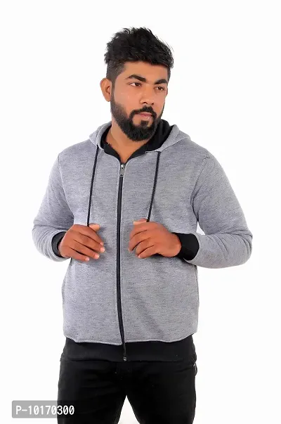 Fashion Gallery Jackets for Mens | Full Sleeves Hooded Sweatshirts for Men Grey-thumb2