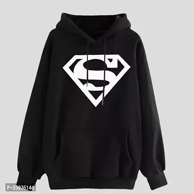 Stylish Fleece Printed Black Hoodies For Men-thumb0