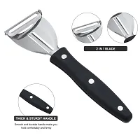 SNOKEreg; 2 in 1 Y Peeler , Peeler cutter , peeler for vegetables pack of 1 Silver color Blade with black color Strong Plastic Handle For Better Grip.-thumb1