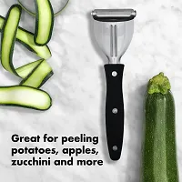 SNOKEreg; 2 in 1 Y Peeler , Peeler cutter , peeler for vegetables pack of 1 Silver color Blade with black color Strong Plastic Handle For Better Grip.-thumb2