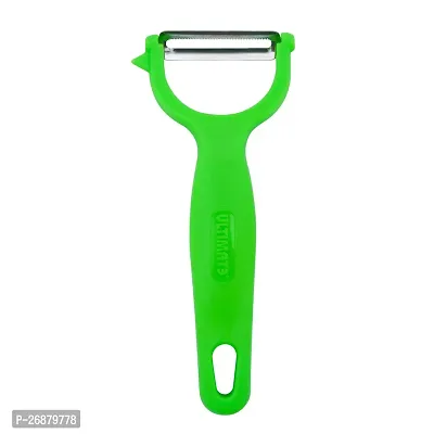 SNOKEreg; Y Peeler , Peeler cutter , peeler for vegetables pack of 1 Silver color Blade with green color Strong Plastic Handle For Better Grip.