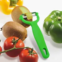 SNOKEreg; Y Peeler , Peeler cutter , peeler for vegetables pack of 1 Silver color Blade with green color Strong Plastic Handle For Better Grip.-thumb3