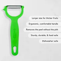 SNOKEreg; Y Peeler , Peeler cutter , peeler for vegetables pack of 1 Silver color Blade with green color Strong Plastic Handle For Better Grip.-thumb4