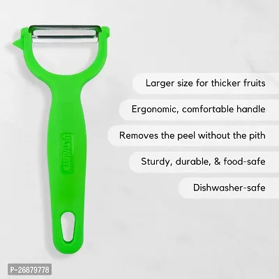 SNOKEreg; Y Peeler , Peeler cutter , peeler for vegetables pack of 1 Silver color Blade with green color Strong Plastic Handle For Better Grip.-thumb5