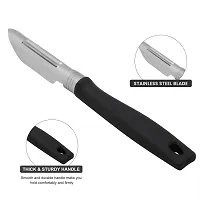 SNOKEreg; Peeler , Peeler cutter , peeler for vegetables pack of 2 ( 1 2IN1 PEELER AND 1 STRAIGHT PEELER )Silver color Blade with BLACK color Strong Plastic Handle For Better Grip.-thumb3