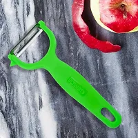 SNOKEreg; Y Peeler , Peeler cutter , peeler for vegetables pack of 2 ( 1 2IN1 PEELER AND 1 GREEN Y PEELER )Silver color Blade with BLACK AND GREEN color Strong Plastic Handle For Better Grip.-thumb2