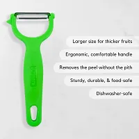 SNOKEreg; Y Peeler , Peeler cutter , peeler for vegetables pack of 2 Silver color Blade with GREEN color Strong Plastic Handle For Better Grip.-thumb2