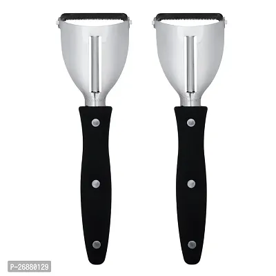 SNOKEreg; 2 in 1 Y Peeler , Peeler cutter , peeler for vegetables pack of 2 Silver color Blade with black color Strong Plastic Handle For Better Grip.