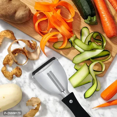 SNOKEreg; 2 in 1 Y Peeler , Peeler cutter , peeler for vegetables pack of 2 Silver color Blade with black color Strong Plastic Handle For Better Grip.-thumb2