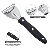 SNOKEreg; 2 in 1 Y Peeler , Peeler cutter , peeler for vegetables pack of 2 Silver color Blade with black color Strong Plastic Handle For Better Grip.-thumb2