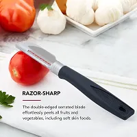 SNOKEreg; Straight Peeler , Peeler cutter , peeler for vegetables pack of 2 Silver color Blade with black color Strong Plastic Handle For Better Grip.-thumb2