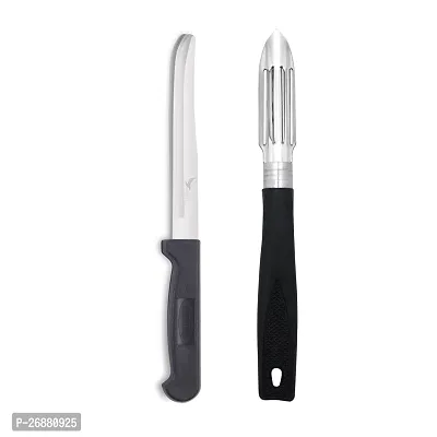 SNOKEreg;knife Peeler set for kitchen use , cutting and peeling vegetables and fruits , stainless steel , pack of 2 , silver color blade with strong plastic handle for better grip.