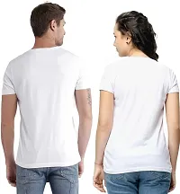 DEE LEAF He Asked?.She Said Yes! Printed Matching Half Sleeve Couple Tshirt White-thumb2