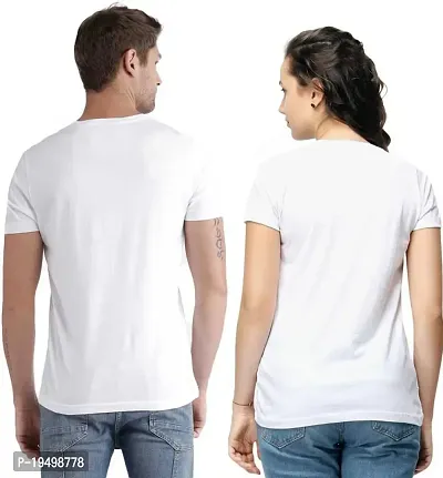 DEE LEAF He Asked?.She Said Yes! Printed Matching Half Sleeve Couple Tshirt White-thumb3