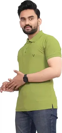 Stylish Green Polycotton Solid Half Sleeve T-Shirt For Men-thumb2