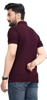 Stylish Maroon Polycotton Solid Half Sleeve T-Shirt For Men-thumb1