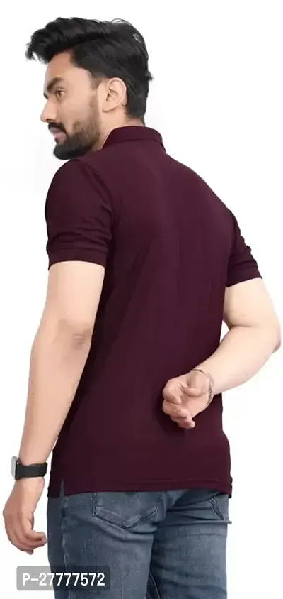 Stylish Maroon Polycotton Solid Half Sleeve T-Shirt For Men-thumb2