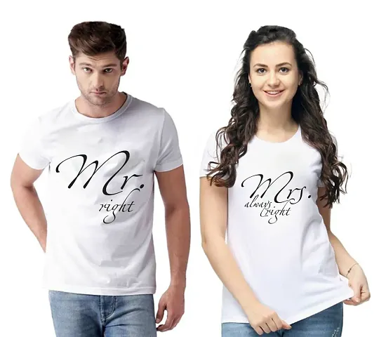 Printed Cotton Blend Couple T-Shirt