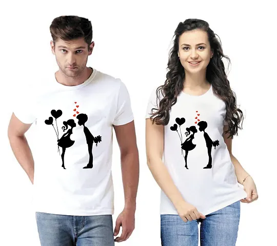 DEE LEAF Kissing Beautiful Matching Half Sleeve Couple Tshirt