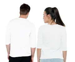 Couples White Digital Printed Cotton Blend Full Sleeves Round Neck Tees (Pack of 2)-thumb1