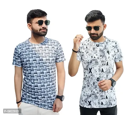 Stylish Digital Printed Round Neck Casual T-shirt for Men (Pack of 2)