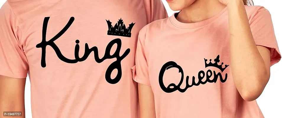 DEE LEAF King-Queen Printed Matching Couple Tshirt-thumb2