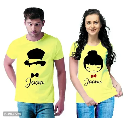 DEE LEAF Jaan-Jaanu Printed Matching Half Sleeve Couple Tshirt