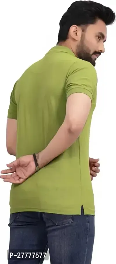 Stylish Green Polycotton Solid Half Sleeve T-Shirt For Men-thumb2