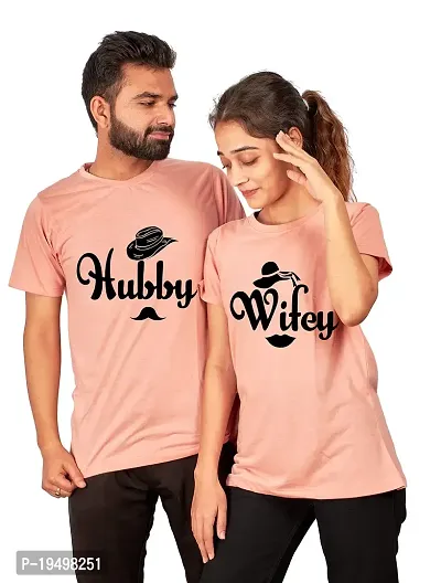 DEE LEAF Hubby-Wifey Matching Half Sleeve Couple Tshirt-thumb0