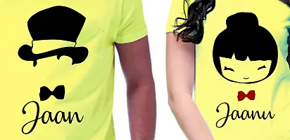 DEE LEAF Jaan-Jaanu Printed Matching Half Sleeve Couple Tshirt-thumb1