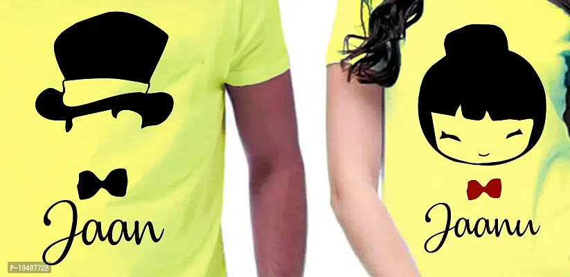 DEE LEAF Jaan-Jaanu Printed Matching Half Sleeve Couple Tshirt-thumb2