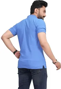 Stylish Blue Polycotton Solid Half Sleeve T-Shirt For Men-thumb1