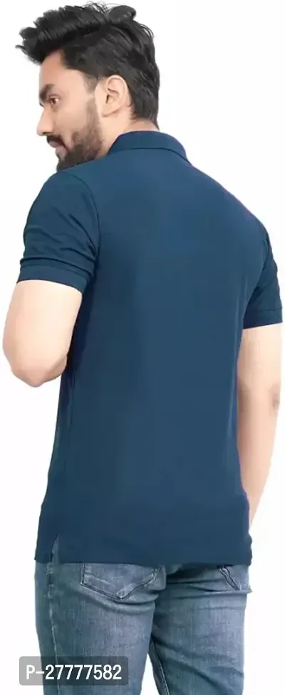 Stylish Blue Polycotton Solid Half Sleeve T-Shirt For Men-thumb2