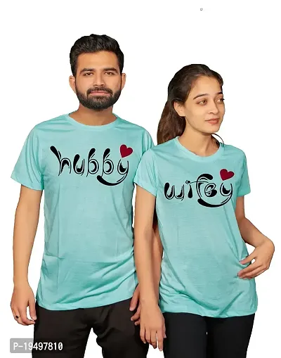 DEE LEAF Wify-Hubby Printed Matching Half Sleeve Couple Tshirt