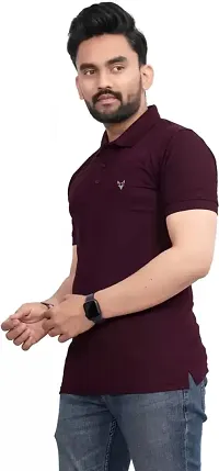 Stylish Maroon Polycotton Solid Half Sleeve T-Shirt For Men-thumb2