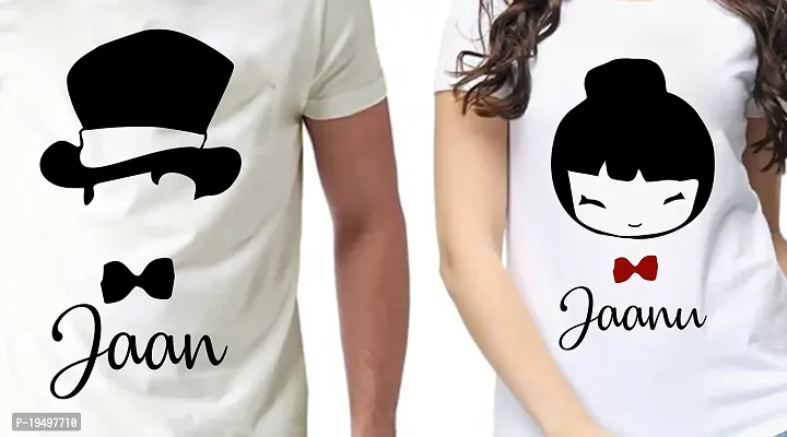 DEE LEAF Jaan-Jaanu Printed Matching Half Sleeve Couple Tshirt-thumb2