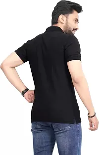 Stylish Black Polycotton Solid Half Sleeve T-Shirt For Men-thumb1