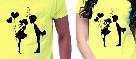 DEE LEAF Kissing Beautiful Printed Matching Half Sleeve Couple Tshirt-thumb1