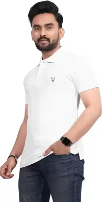 Stylish White Polycotton Solid Half Sleeve T-Shirt For Men-thumb2