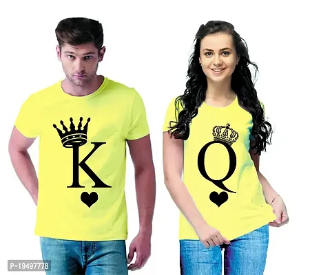 DEE LEAF K-Q Printed Matching Half Sleeve Couple Tshirt-thumb0
