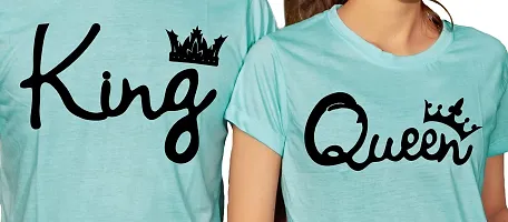 DEE LEAF King-Queen Printed Matching Couple Tshirt-thumb1