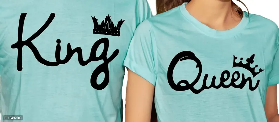 DEE LEAF King-Queen Printed Matching Couple Tshirt-thumb2