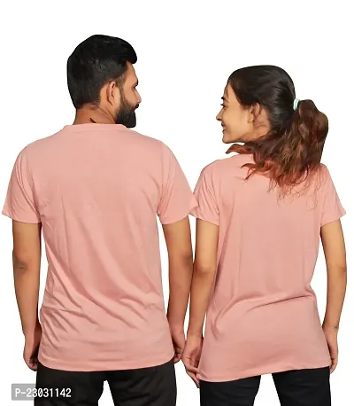 Stylish Peach Cotton Blend Printed Couple Tshirt-thumb4