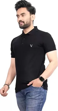 Stylish Black Polycotton Solid Half Sleeve T-Shirt For Men-thumb3