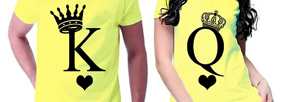 DEE LEAF K-Q Printed Matching Half Sleeve Couple Tshirt-thumb1