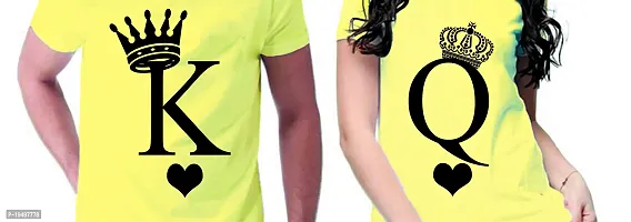 DEE LEAF K-Q Printed Matching Half Sleeve Couple Tshirt-thumb2