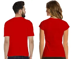 Stylish Red Cotton Blend Printed Couple Tshirt-thumb3